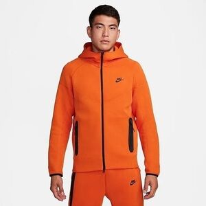 Nike Tech Fleece Windrunner FB7921-893 Men's Orange Full-Zip Hoodie small SS256
